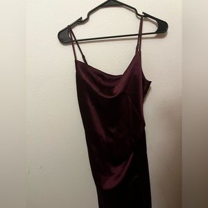 Plum silk midi dress